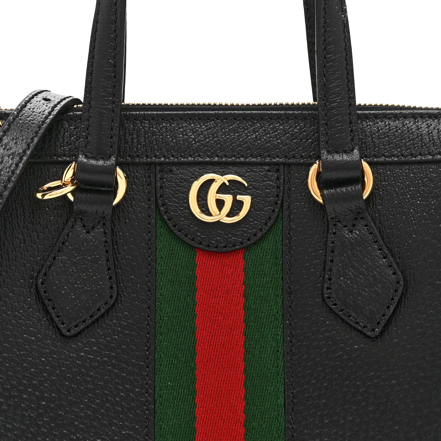 Gucci Textured Calfskin Web Small Ophidia Tote Bag Black 9 of 11