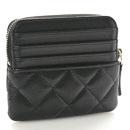Chanel Caviar Quilted Zip Card Holder Wallet Black 3 of 9