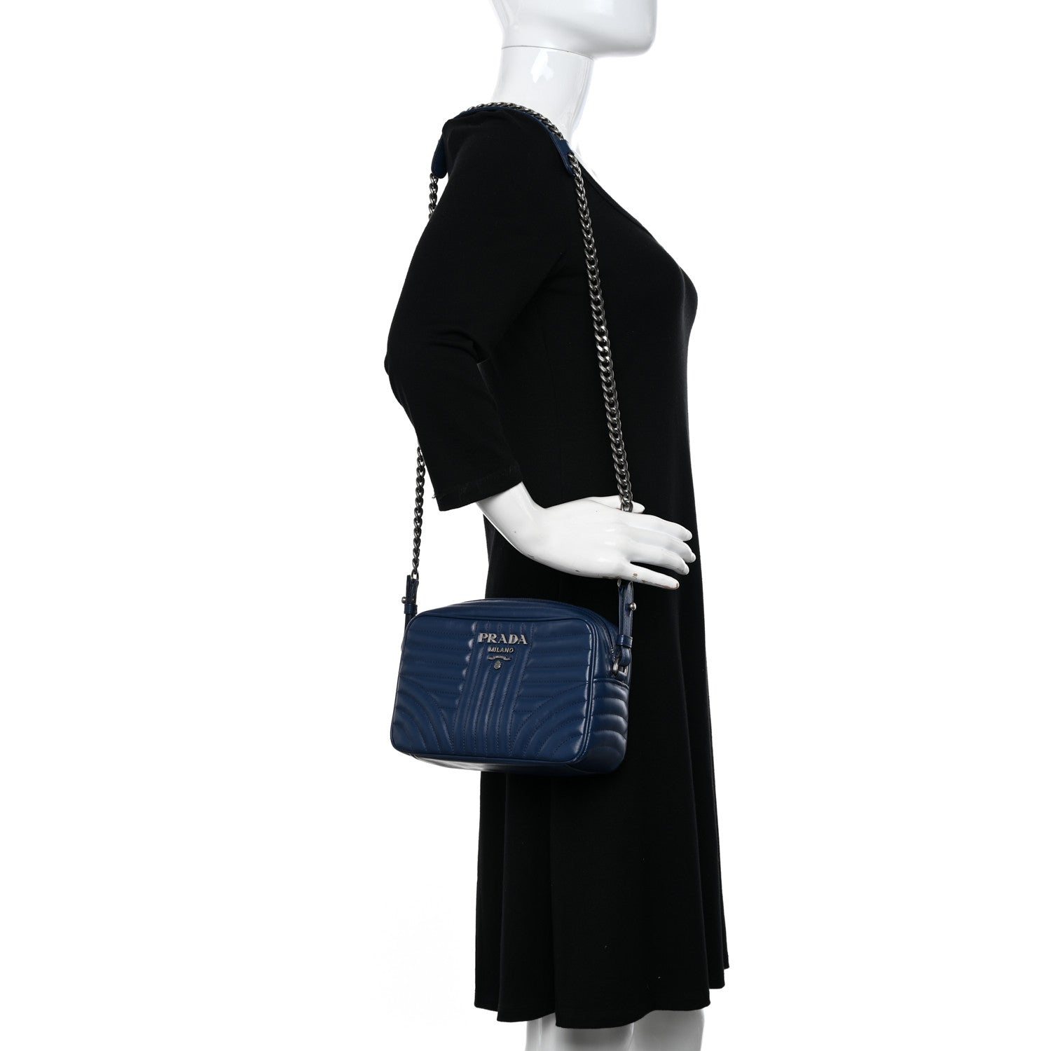 Prada Soft Calfskin Diagramme Crossbody Bag Bleuette 2 of 14
