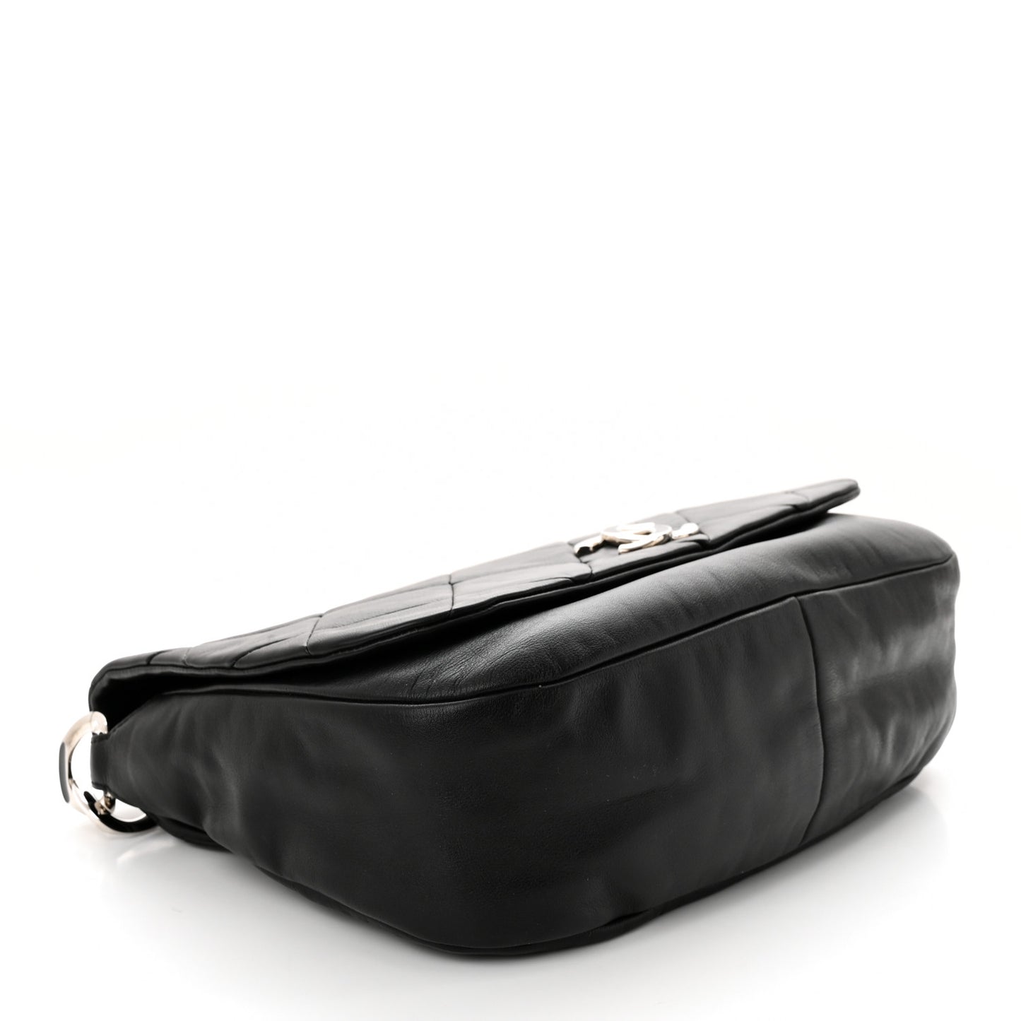 Lambskin Quilted Enamel CC Pillow Soft Flap Black