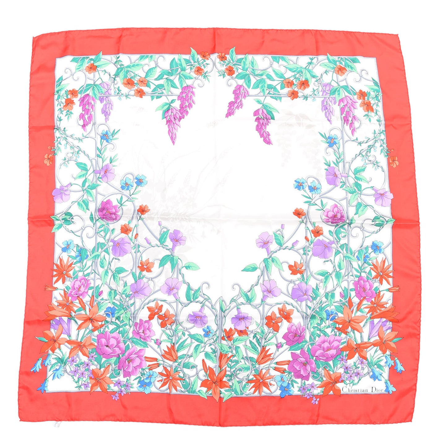 Silk Floral Square Scarf Multicolor