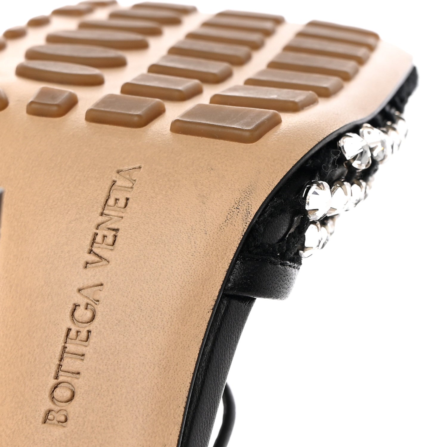 Bottega Veneta Mesh Nappa Crystal Embellished Sparkle Stretch Ankle Tie Sandals 35 Black 8 of 12