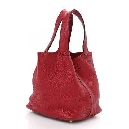 Hermes Taurillon Clemence Picotin Lock 22 MM Rouge Grenat 3 of 12