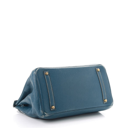 Hermes Taurillon Clemence Birkin 35 Bleu Thalassa 4 of 56
