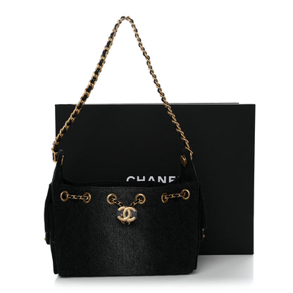 Chanel Washed Denim Quilted Mini Chanel 25 Handbag Black 11 of 11