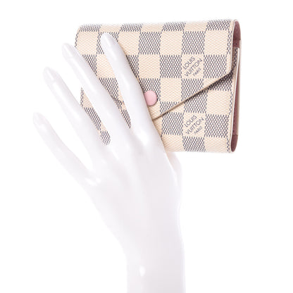 Louis Vuitton Damier Azur Victorine Wallet Rose Ballerine 2 of 7