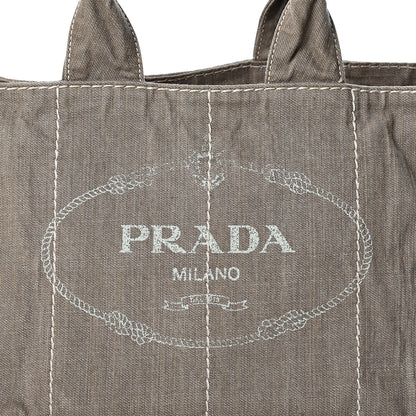 Prada Denim Logo Tote Militare 6 of 8