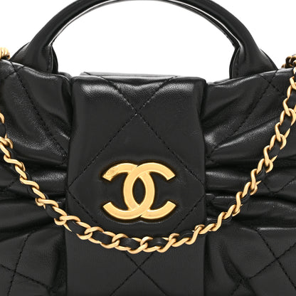 Chanel Lambskin Quilted Mini Bow Bag Black 8 of 10