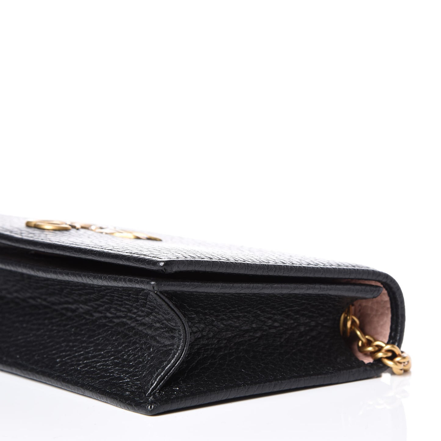 Calfskin GG Marmont Bow Chain Wallet Black