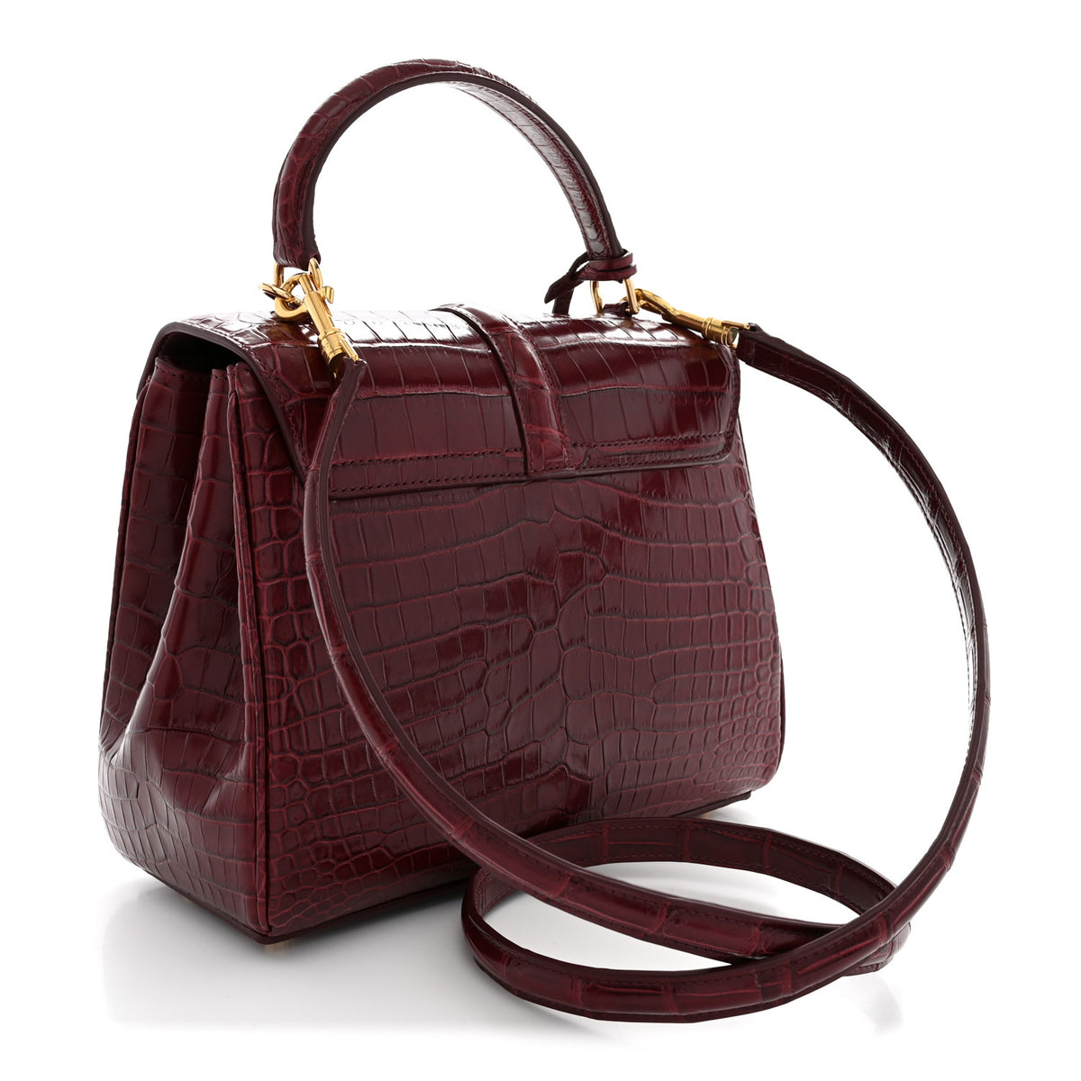 Celine Crocodile Small 16 Top Handle Bag Light Burgundy 3 of 12