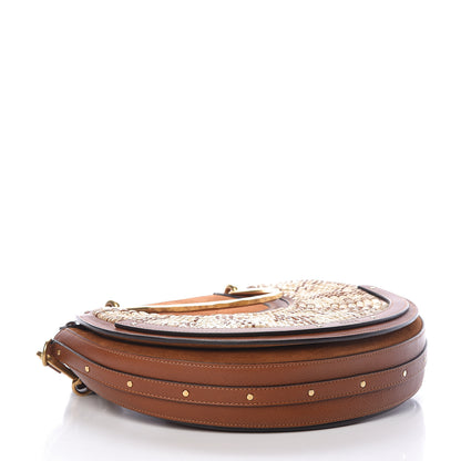 Chloe Calfskin Suede Raffia Medium Pixie Bag Caramel 4 of 14