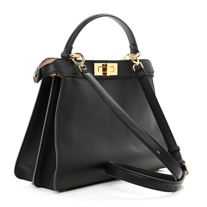 Fendi Vitello Seta Shiny Nappa Medium Peekaboo I SEE U Satchel Black Light Rose 3 of 9