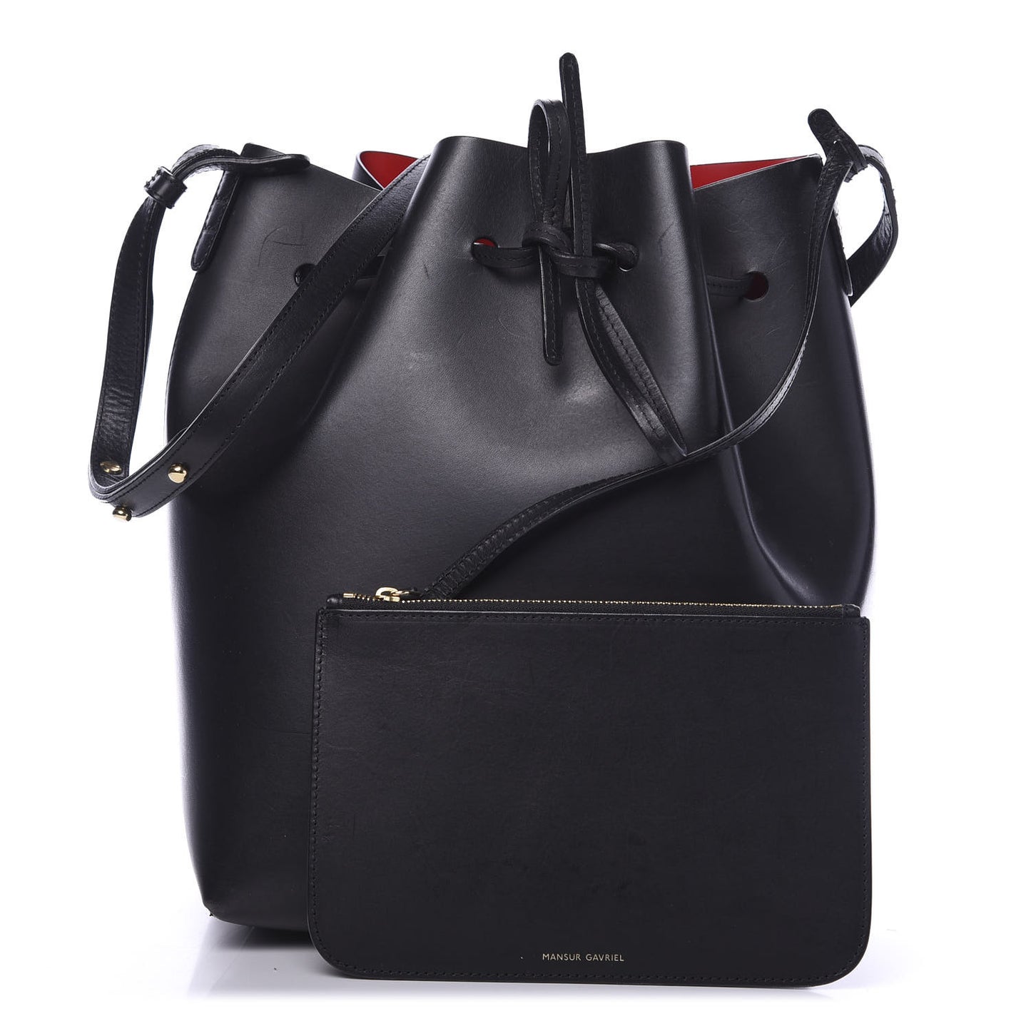 Vegetable Tanned Calfskin Bucket Bag Black Flamma