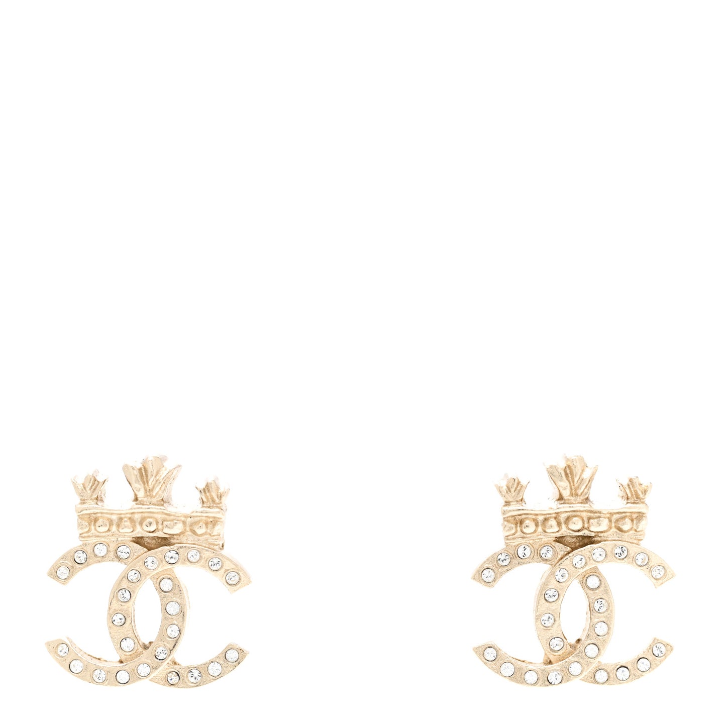 Crystal CC Crown Earrings Gold
