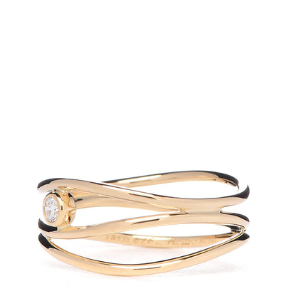 Tiffany 18K Yellow Gold Diamond Elsa Peretti 3 Row Wave Ring 50 5.5 3 of 5