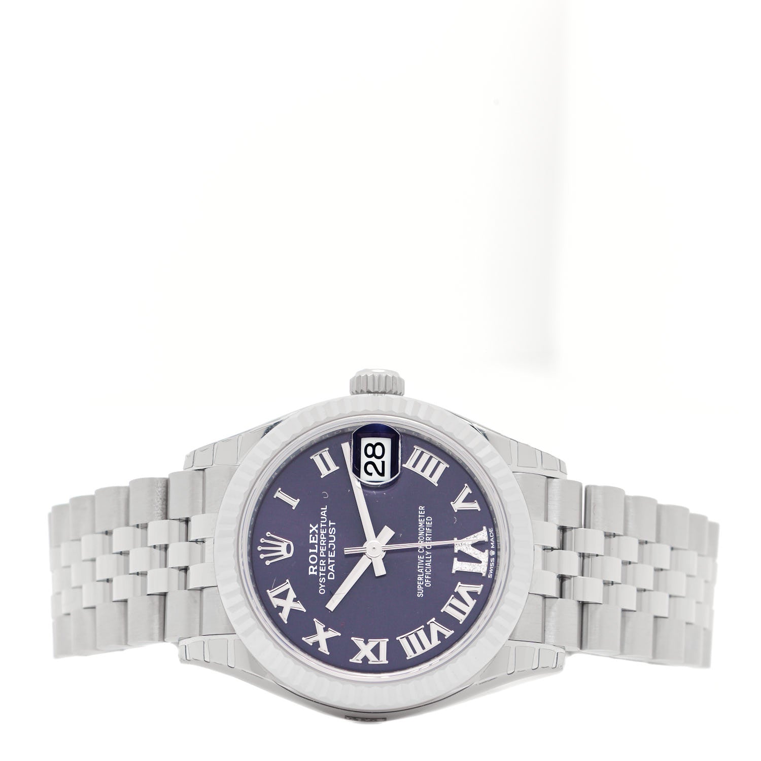 Rolex Stainless Steel 18K White Gold Diamond 31mm Oyster Perpetual Datejust Watch Aubergine Roman 278274 2 of 5