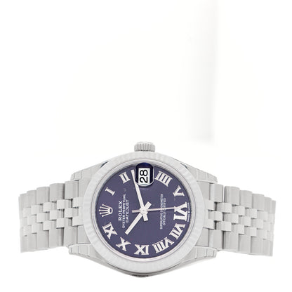 Rolex Stainless Steel 18K White Gold Diamond 31mm Oyster Perpetual Datejust Watch Aubergine Roman 278274 2 of 5