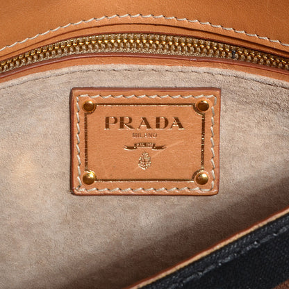 Prada Canvas Canapa Righe Striped Shoulder Bag Tobacco 7 of 10