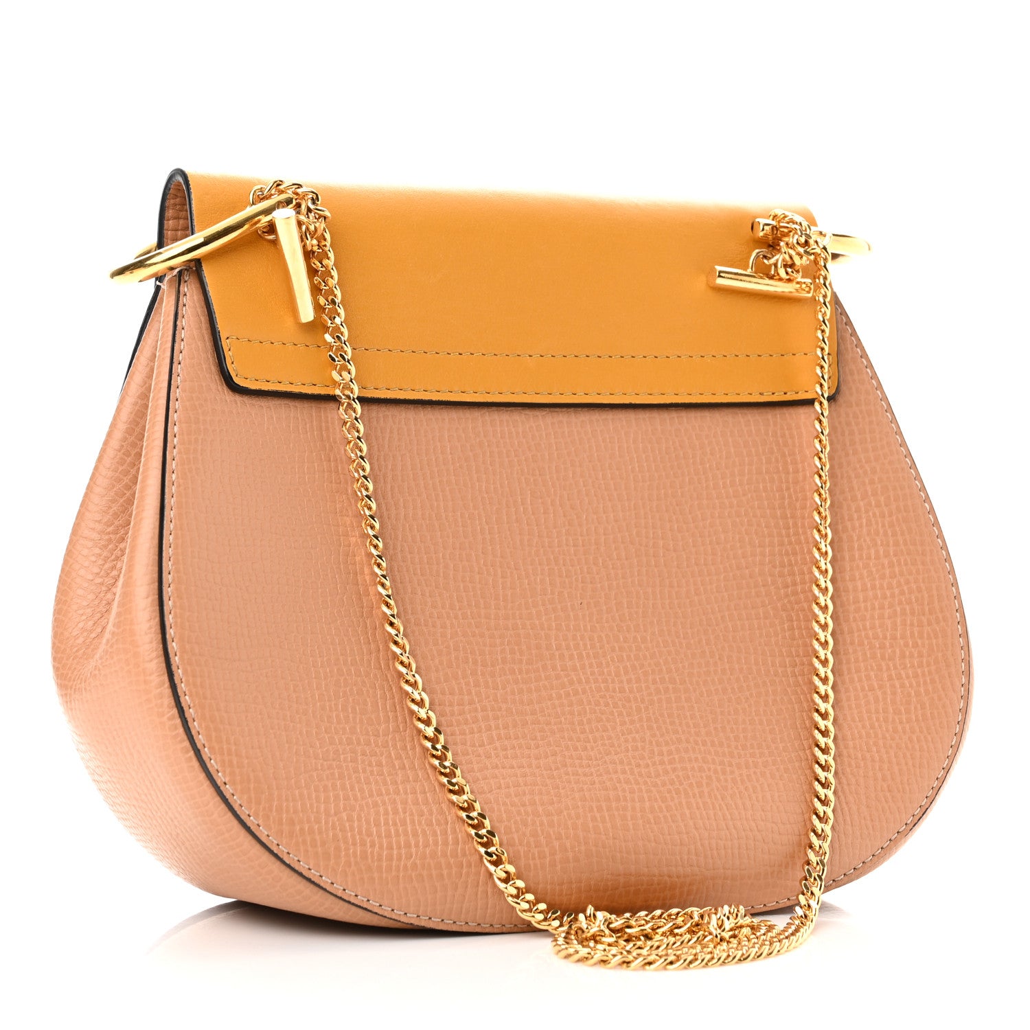 Chloe Grained Calfskin Lambskin Bi-Color Drew Shoulder Bag Wet Sand Sunflower 2 of 8