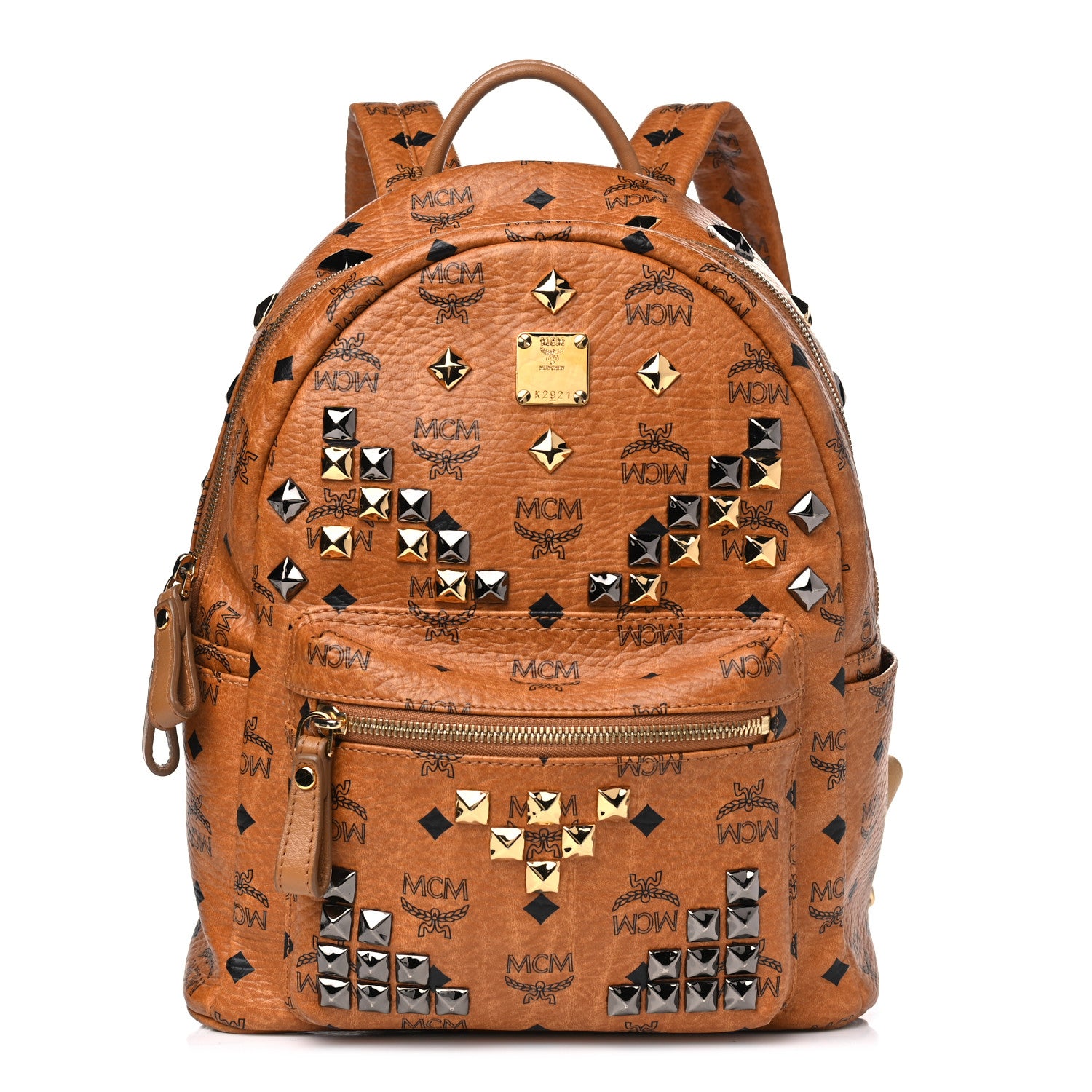 MCM Visetos Studded Small Stark M Backpack Cognac 1 of 10