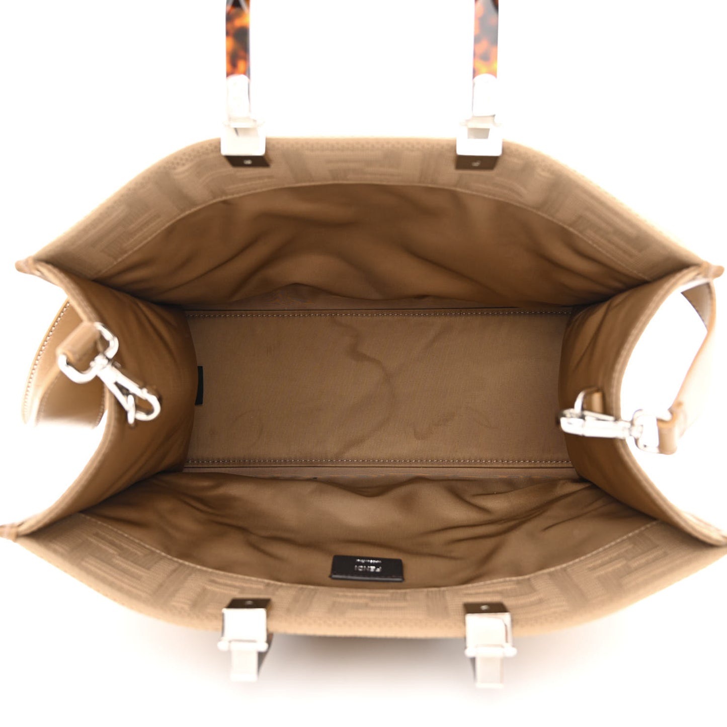 Technical Fabric Plexiglass FF Medium Fendi Sunshine Shopper Tote Sand