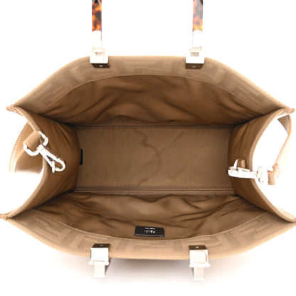 Fendi Technical Fabric Plexiglass FF Medium Fendi Sunshine Shopper Tote Sand 5 of 10
