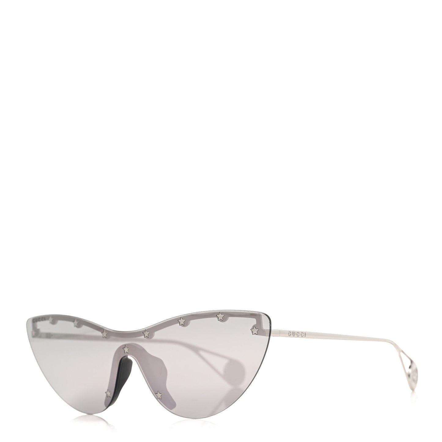 Metal Rimless Star Studded 90mm Cat Eye GG0666S Sunglasses Mirror Silver