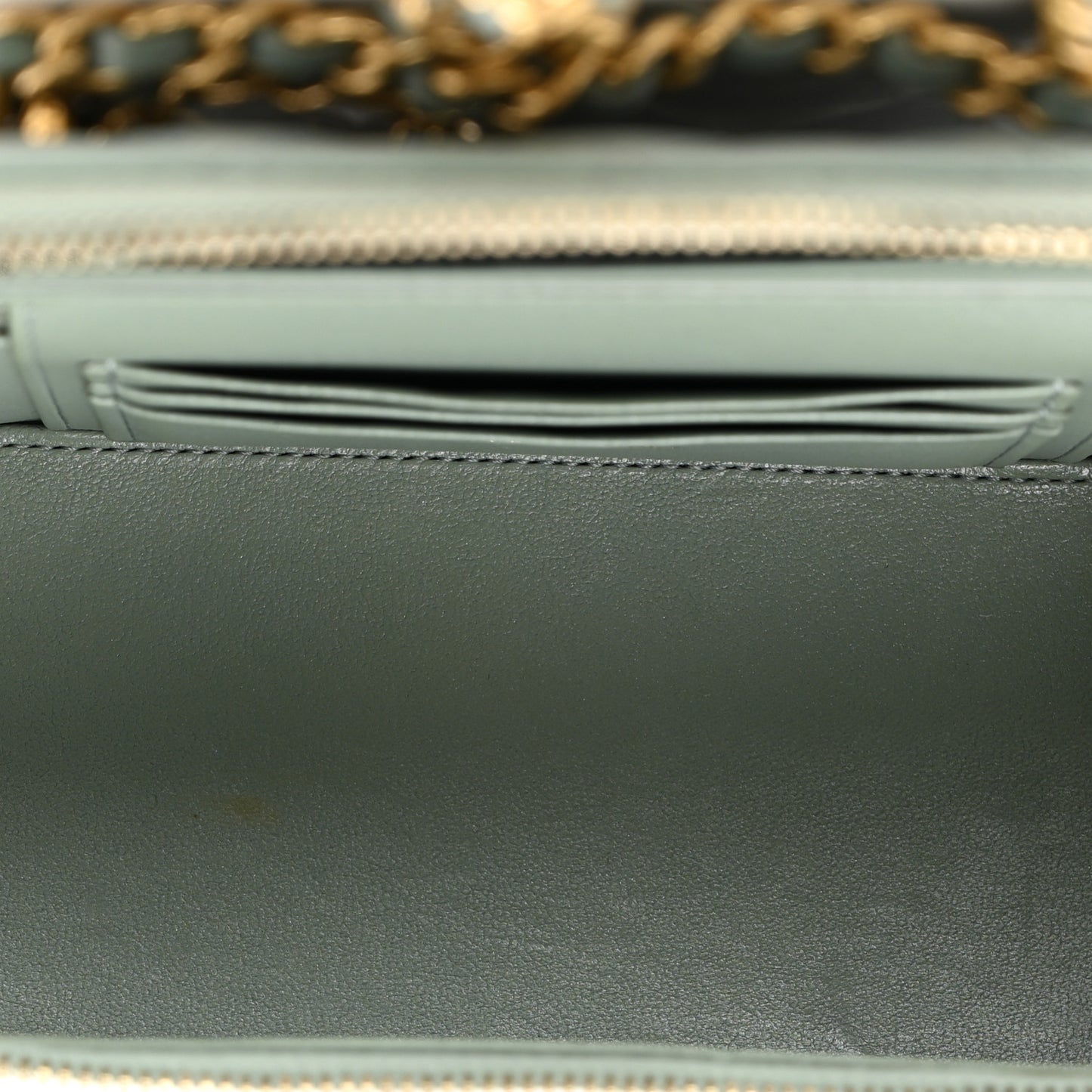 Metallic Lambskin Quilted Small CC Dynasty Vanity Case With Chain Grey