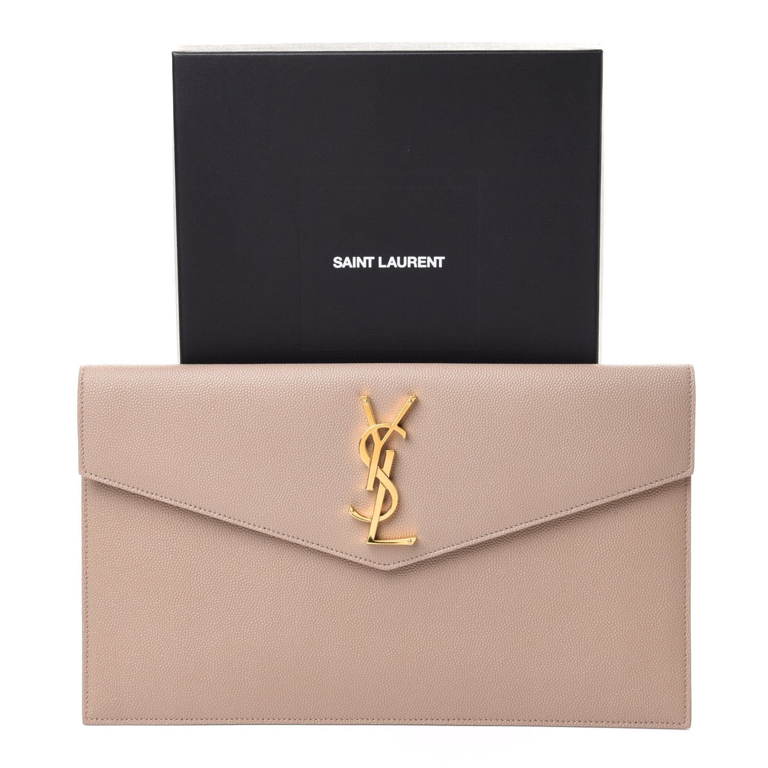 Saint Laurent Grain De Poudre Uptown Pouch Dark Beige 9 of 9