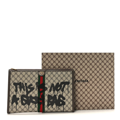 Gucci X BALENCIAGA BB Monogram Web Graffiti Ophidia Laptop Pouch Beige New Acero 8 of 8