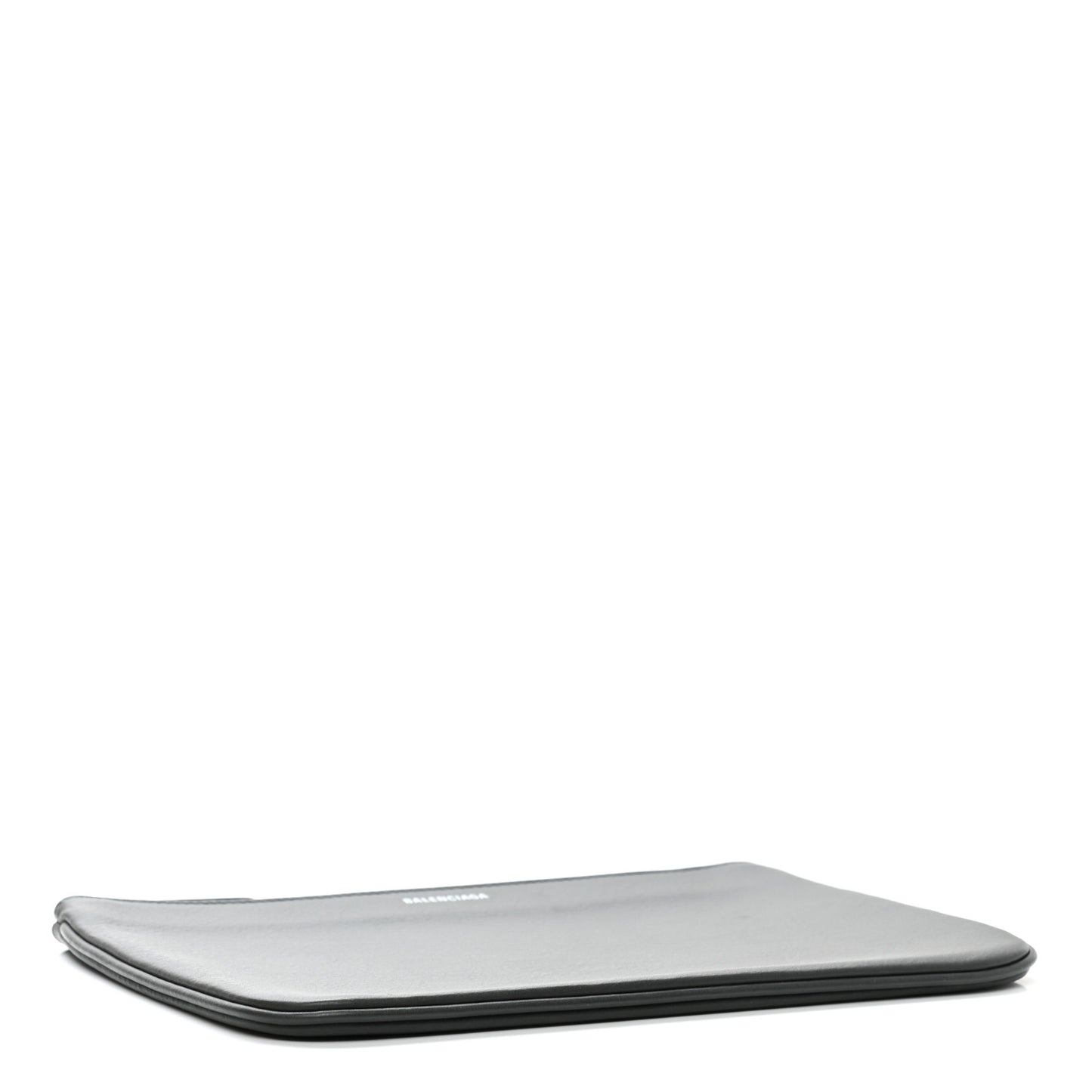 Calfskin Logo Zip Pouch Gris Fossile