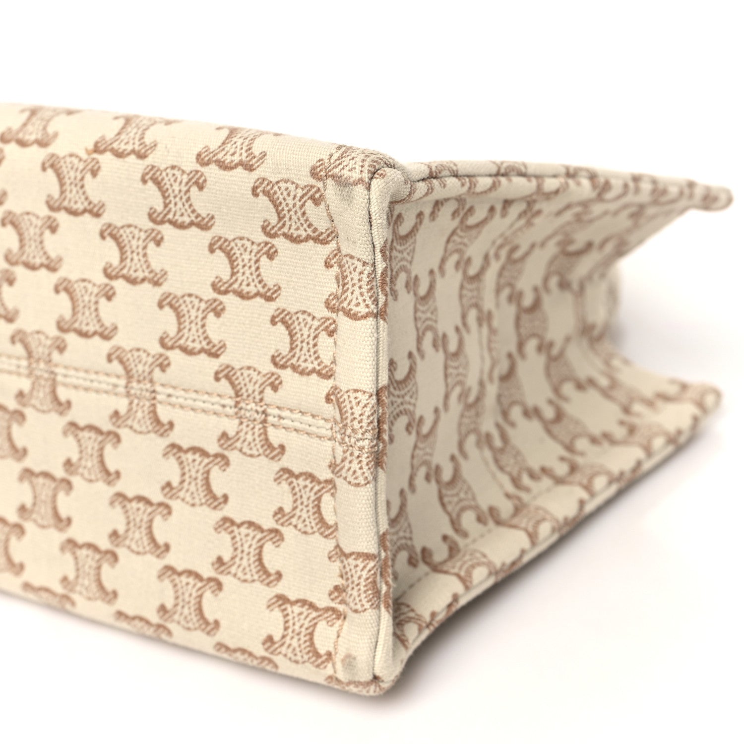 Celine Canvas Calfskin Triomphe Print Small Cabas Thais White 9 of 9