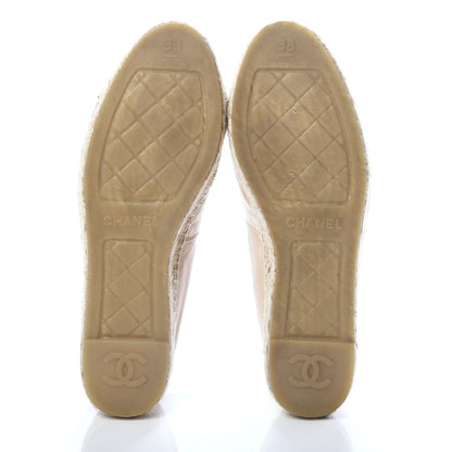 Chanel Lambskin CC Espadrilles 38 Beige Black 5 of 10