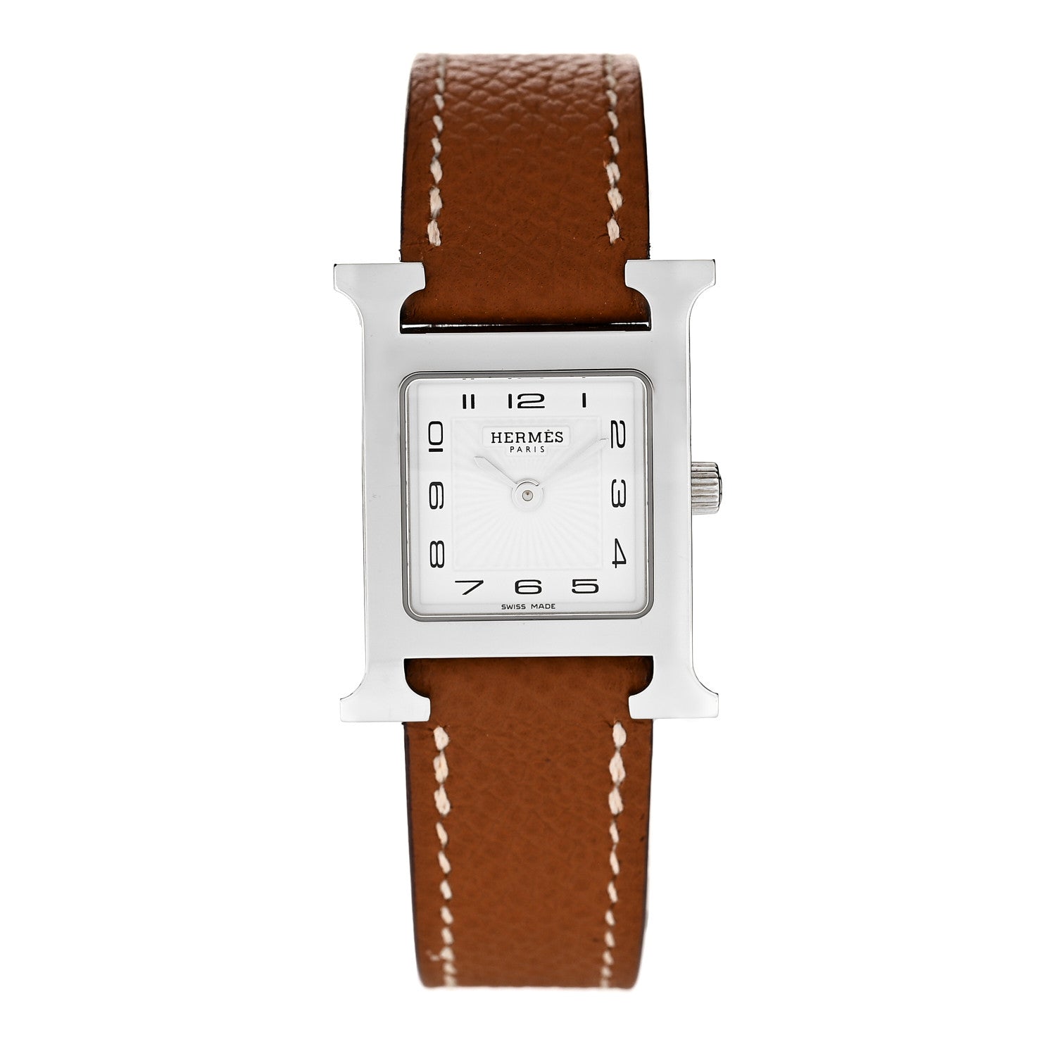 Hermes Stainless Steel Epsom 21mm Heure H Hour Quartz Watch Gold 1 of 5