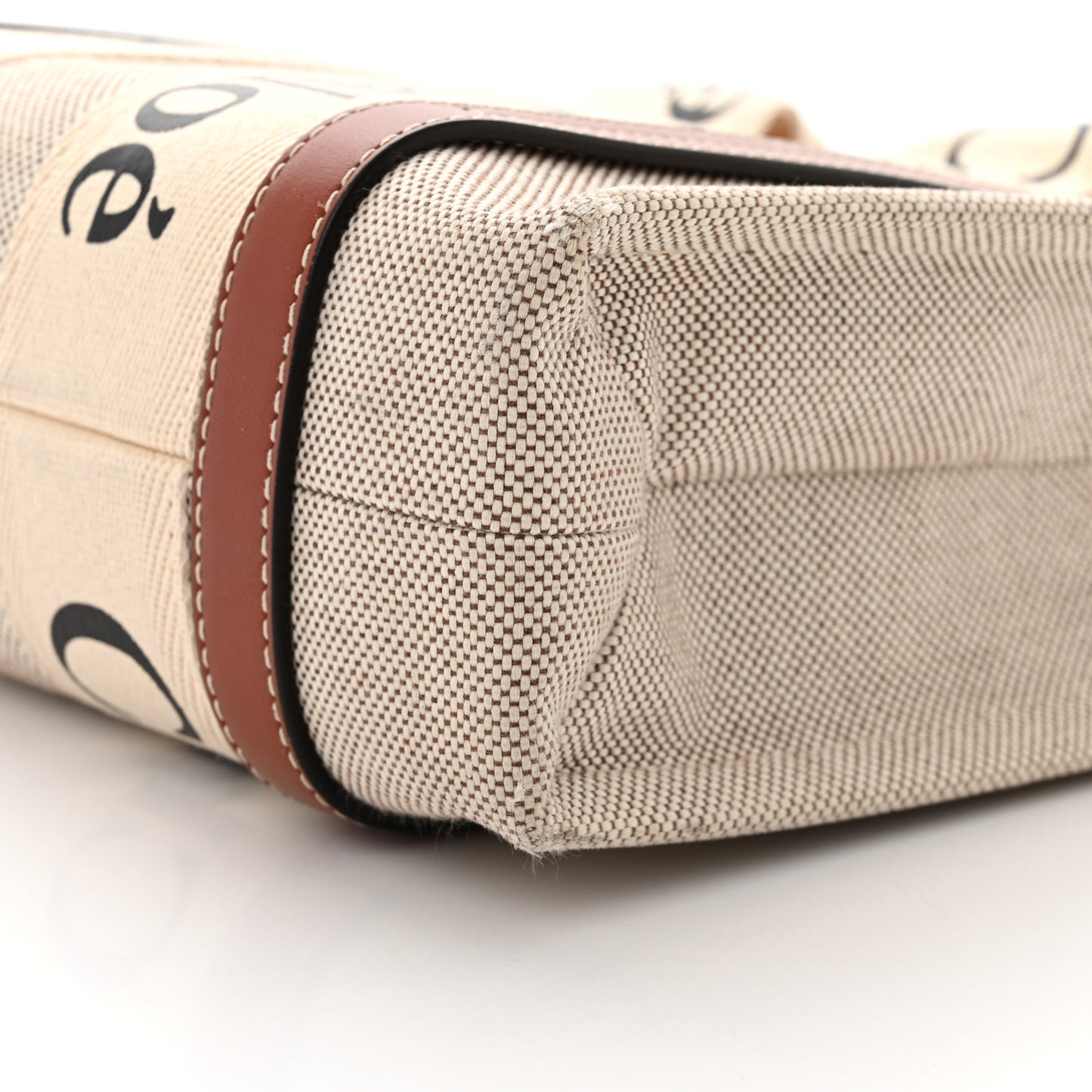 Cotton Calfskin Small Woody Ribbon Tote With Strap White Brown