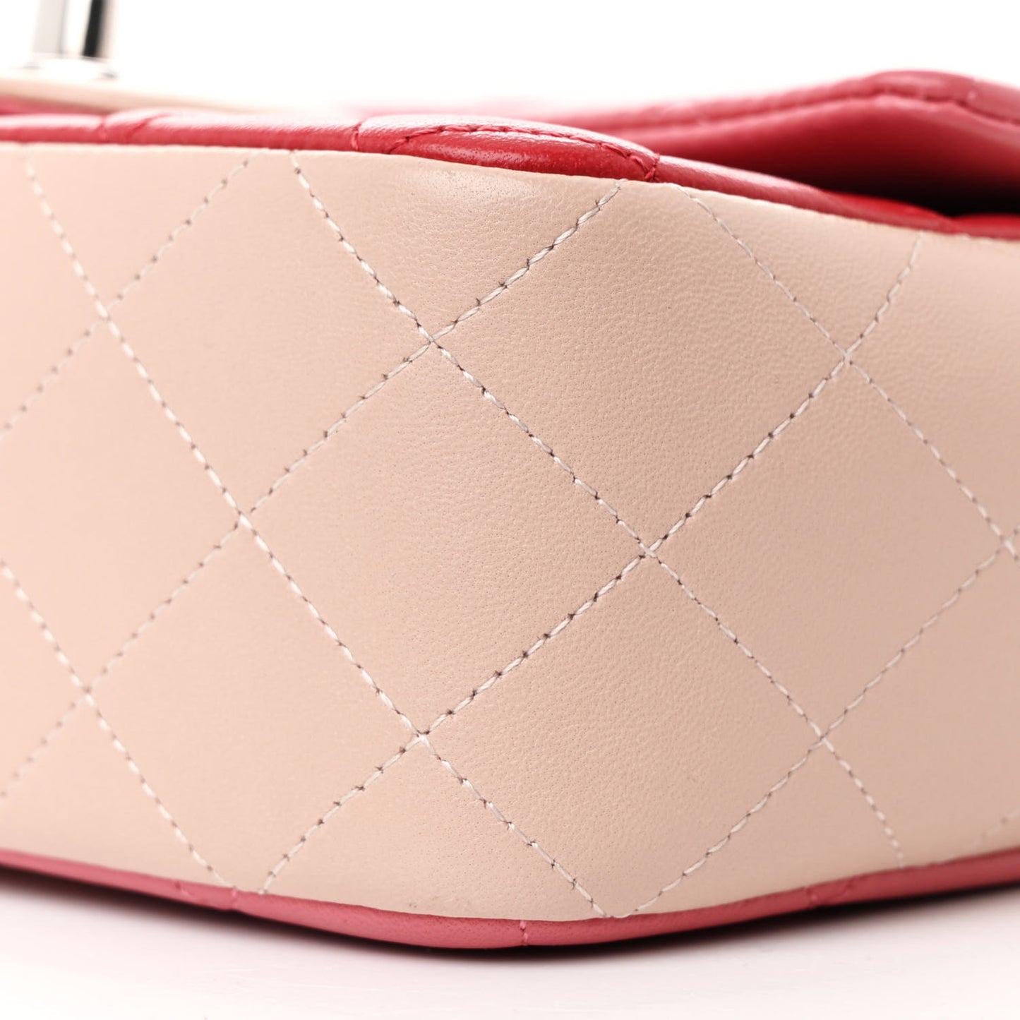 Lambskin Quilted Valentine Charms Tri-Color Mini Rectangular Flap Pink