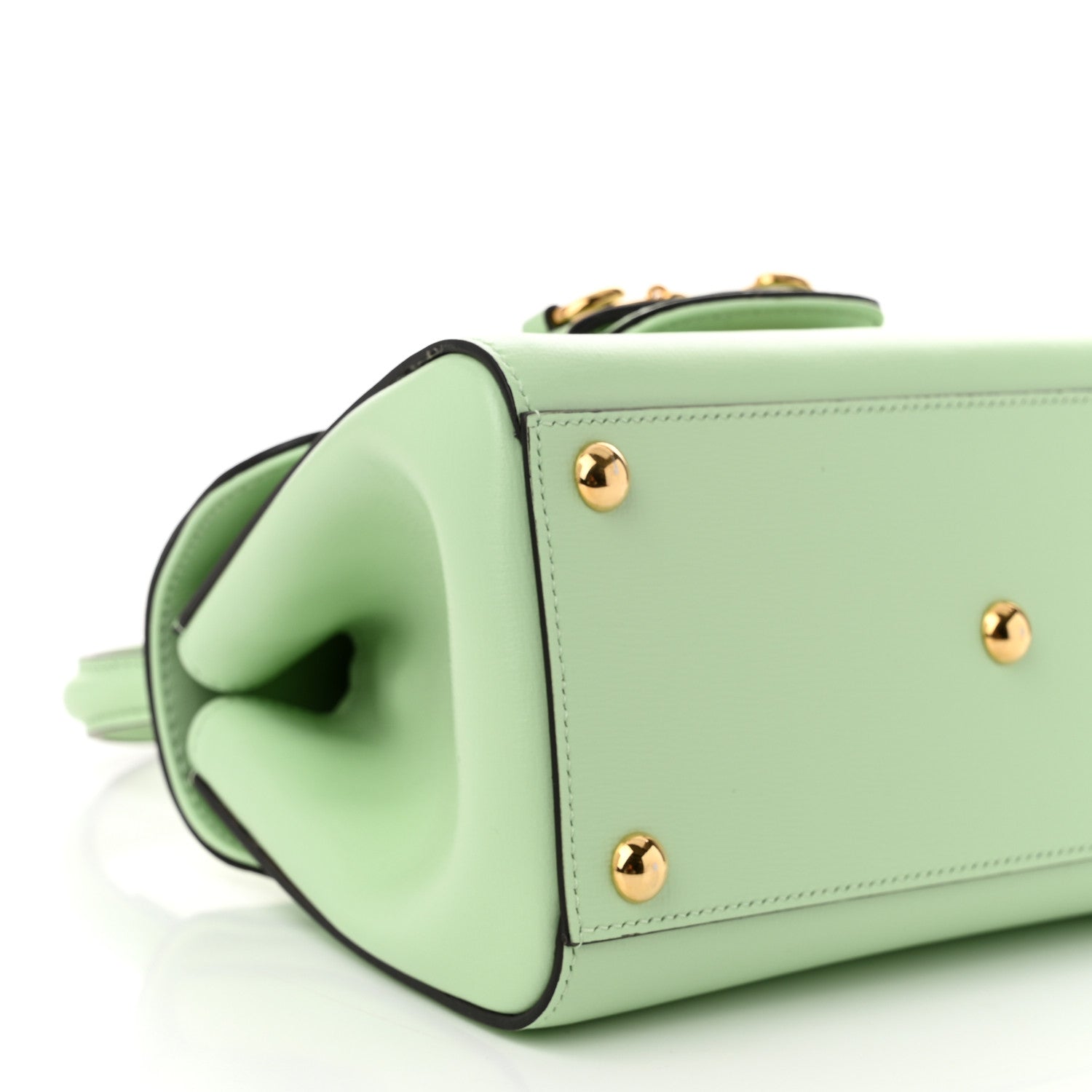 Gucci Glazed Textured Calfskin Mini Horsebit 1955 Top Handle Flap Bag Green 9 of 10