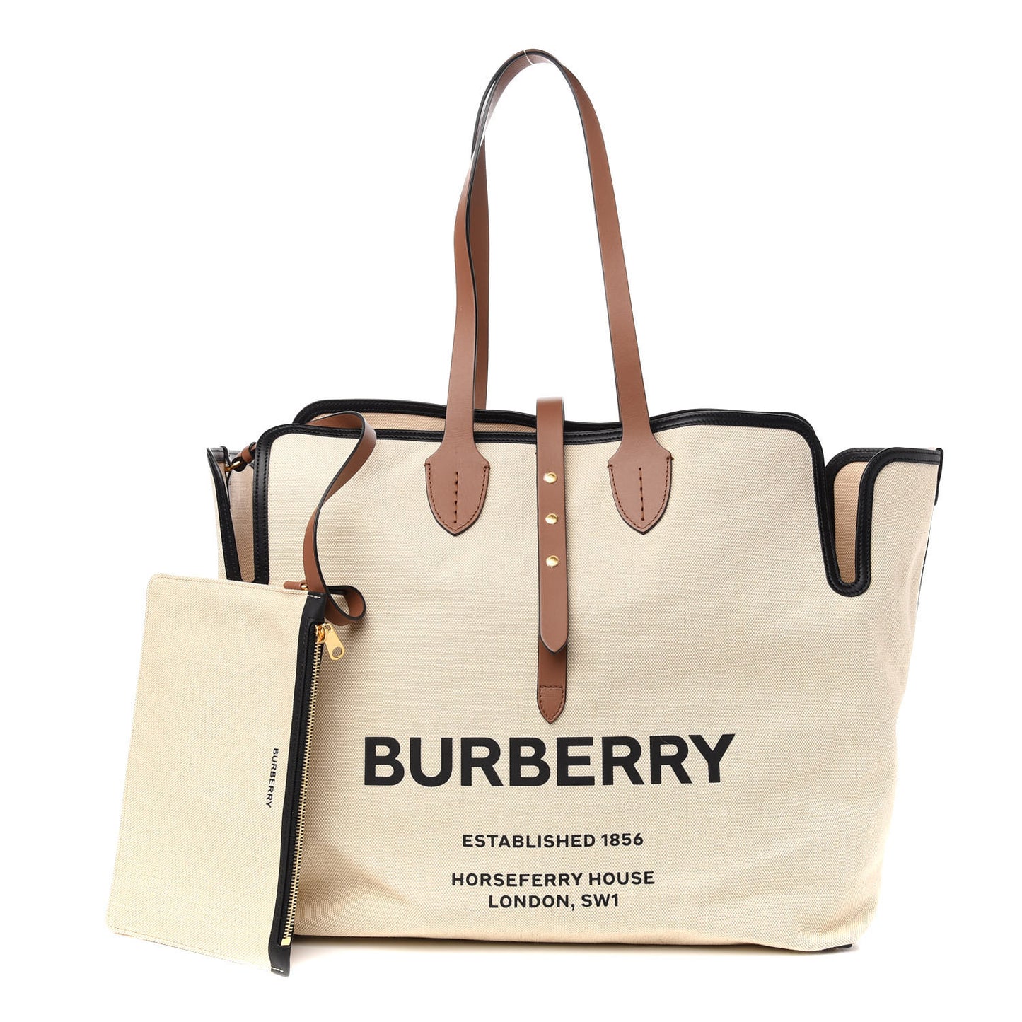 Cotton Canvas Calfskin Large Soft Belted Tote Bag Natural