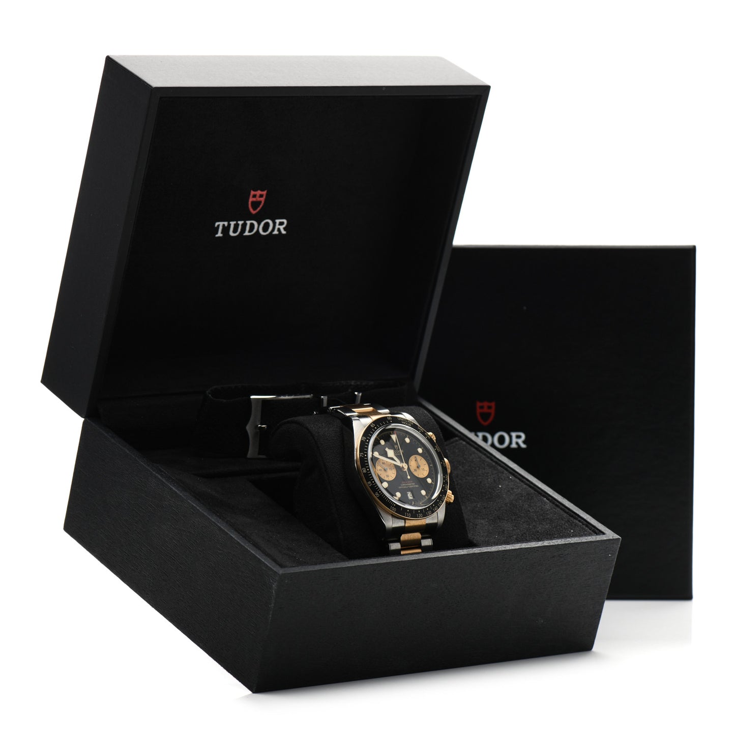 Stainless Steel 18K Yellow Gold 41mm Black Bay S&G Chronograph Automatic Watch Black 79363N