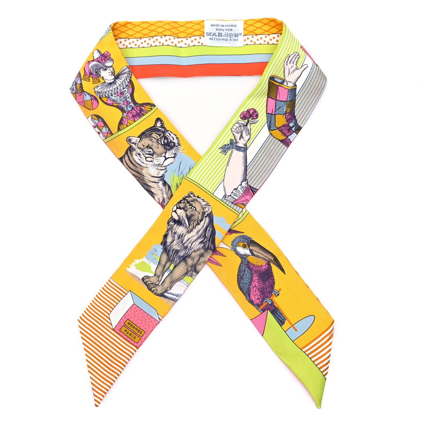 Hermes Silk Twilly Grand Theatre Nouveau Soleil Vert Fluo Multicolor 1 of 4