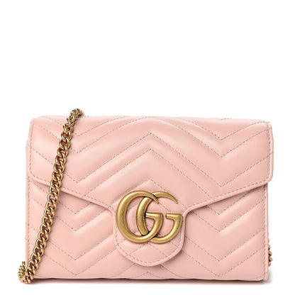 Gucci Calfskin Matelasse GG Marmont Chain Wallet Perfect Pink 1 of 18