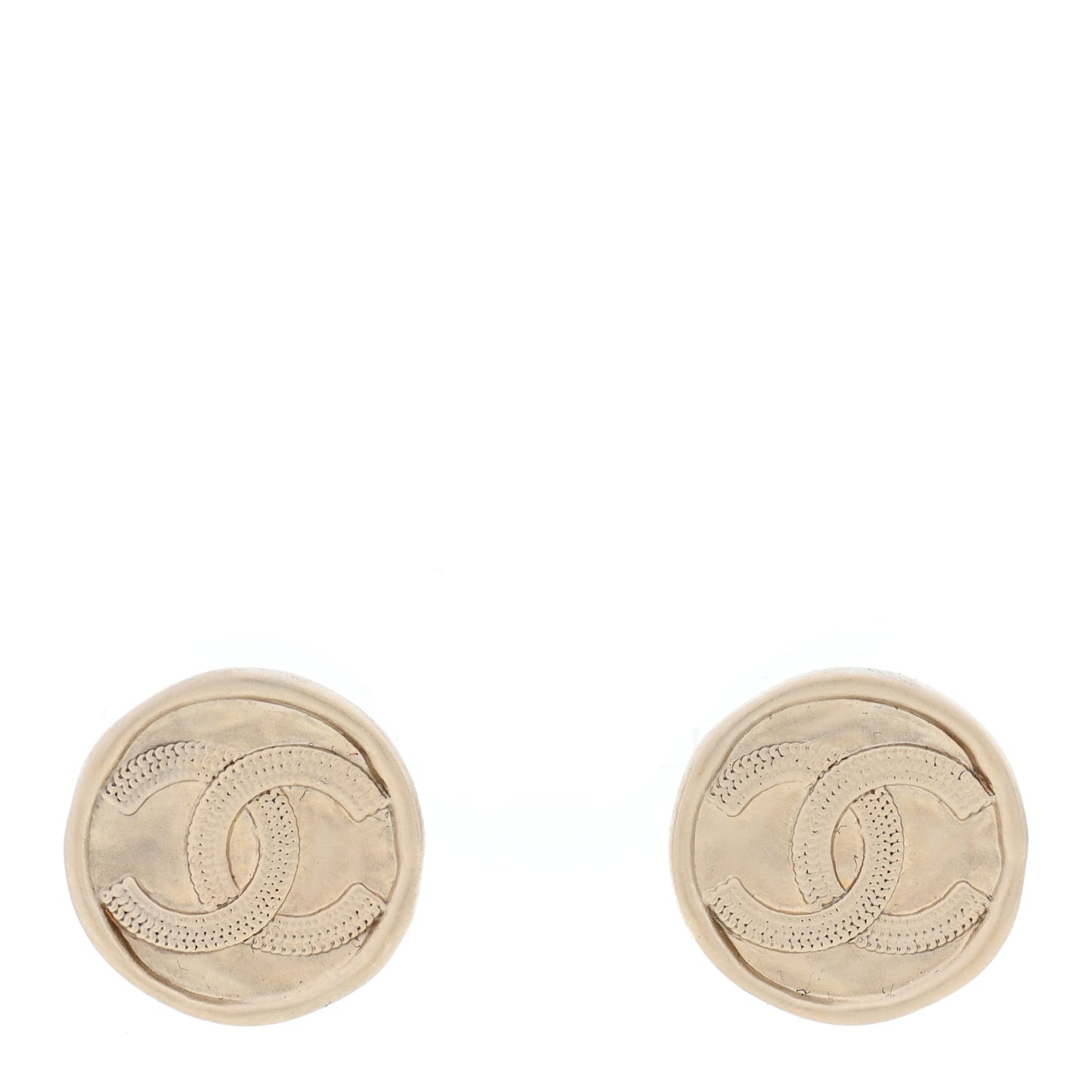 Metal CC Round Earrings Light Gold
