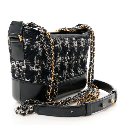 Chanel Tweed Calfskin Small Gabrielle Hobo Black Silver Ecru 3 of 10
