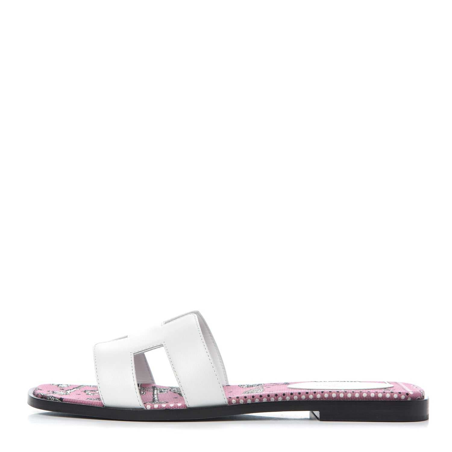 Hermes Box Calfskin Bois De Rose White Oran Sandals 37 White 1 of 10