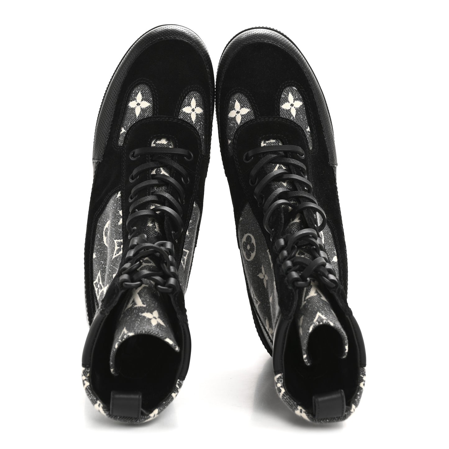 Calfskin Monogram Denim Laureate Platform Desert Boots 38 Grey