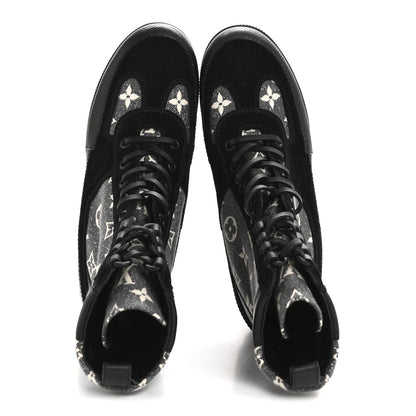 Louis Vuitton Calfskin Monogram Denim Laureate Platform Desert Boots 38 Grey 2 of 10