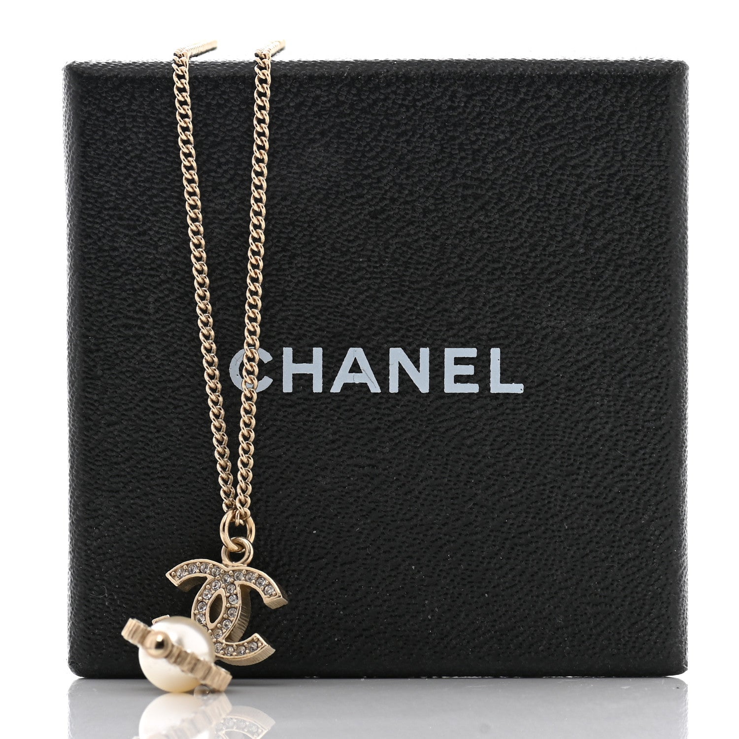 Chanel Crystal Pearl CC Lace Camellia Necklace Gold 6 of 6