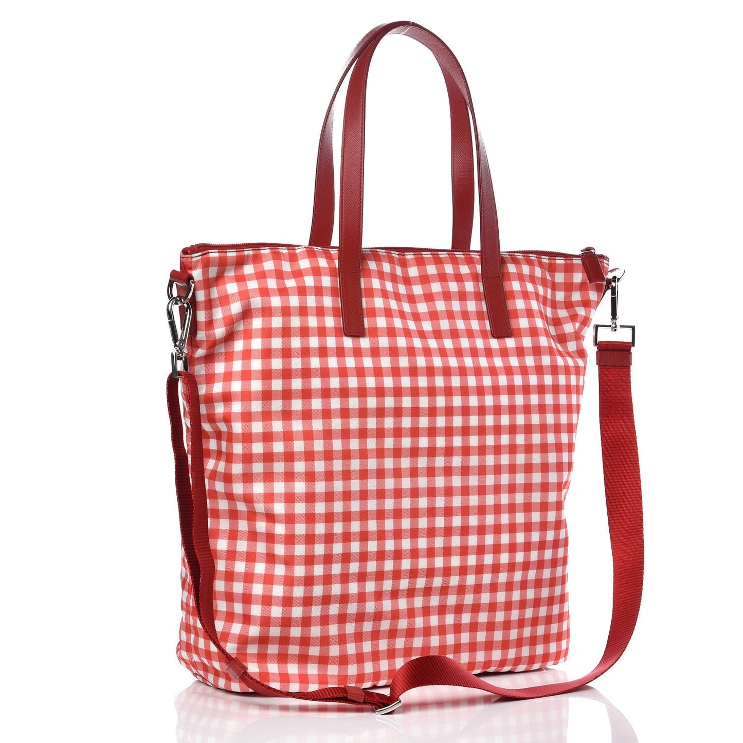 Tessuto Nylon Saffiano Gingham Tote Bag