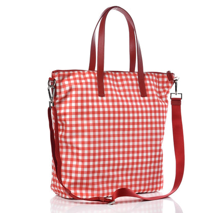 Prada Tessuto Nylon Saffiano Gingham Tote Bag 3 of 9