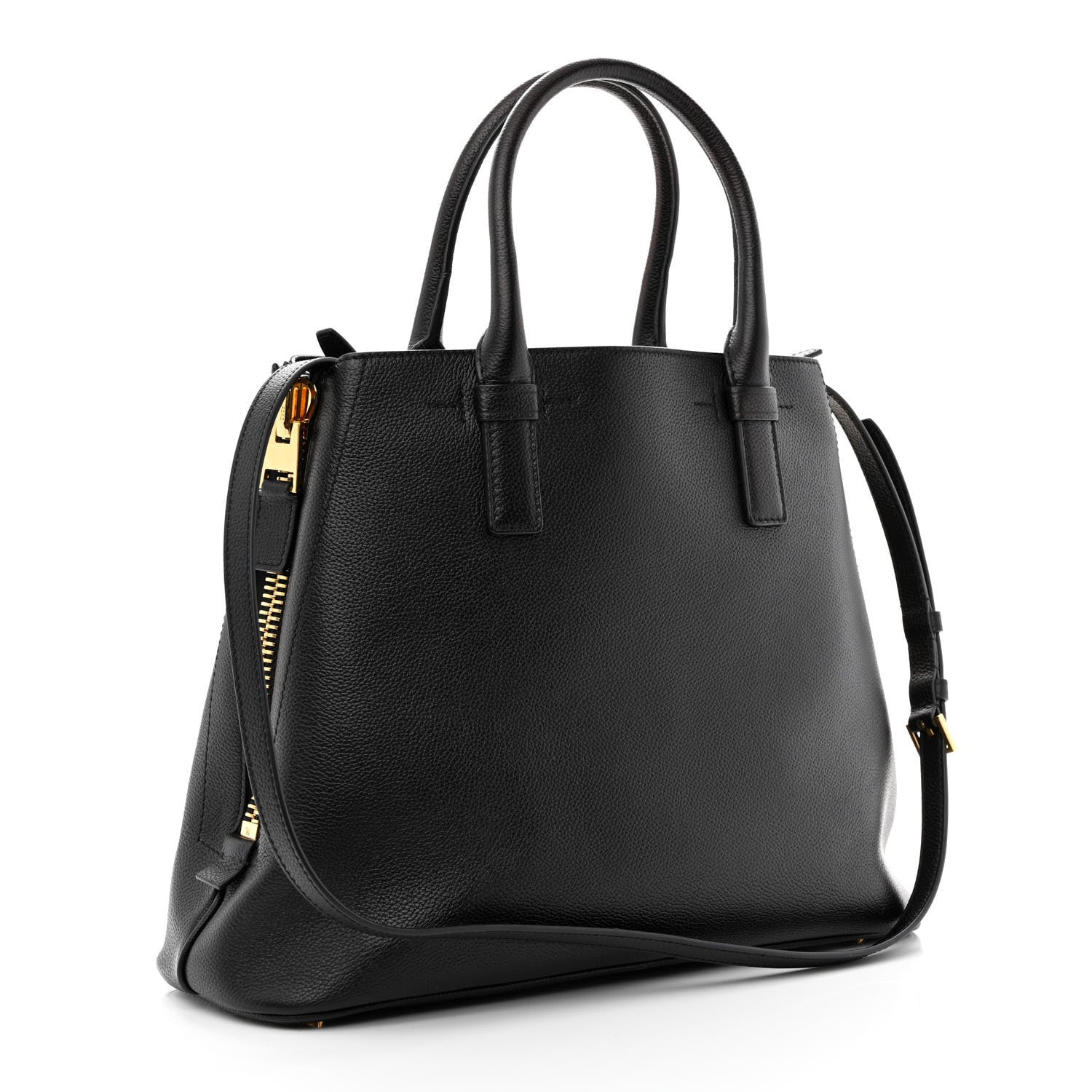 Tom Ford Pebbled Calfskin Medium Jennifer Zip Tote Black 2 of 13